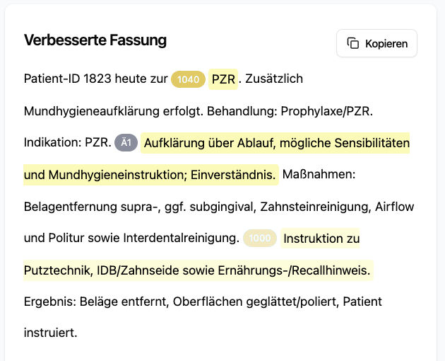 Dentero Aufklärungsgespräche — Screenshot