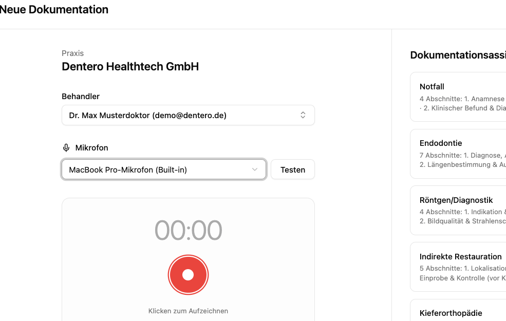 Dentero KI-Dokumentation — Screenshot